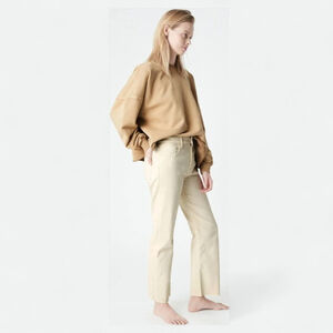 Mavi Barcelona Jeans Sz 31 La Vintage White High Rise Wide Leg Raw Hem Denim